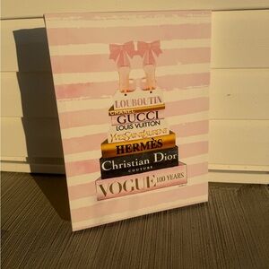 Fashion Heels Bookstack with Foil Brand Canvas Wall Art in Pink and White 12*16